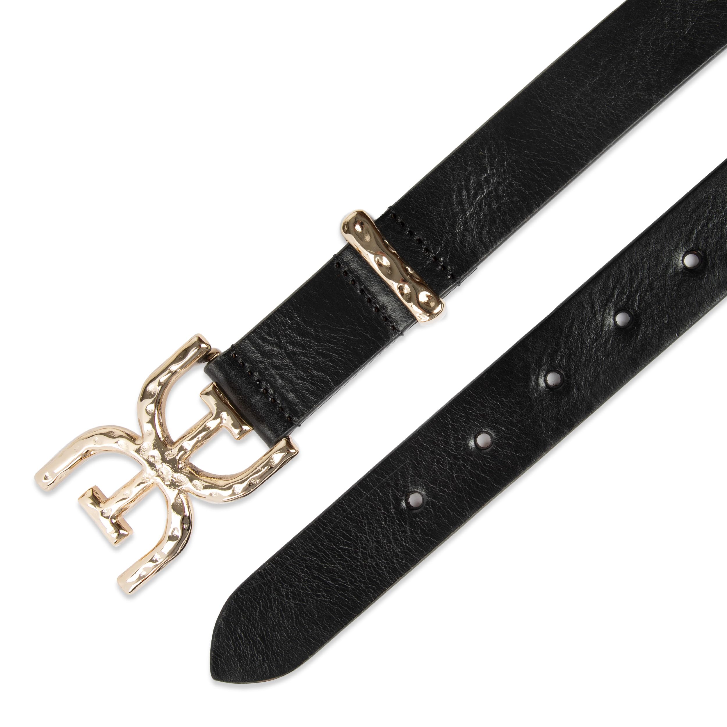 Sam Edelman Women's Double-e Plaque Logo Hammered Buckle and Loop Leather Belt for Jeans, Dresses and Trousers - Image 5