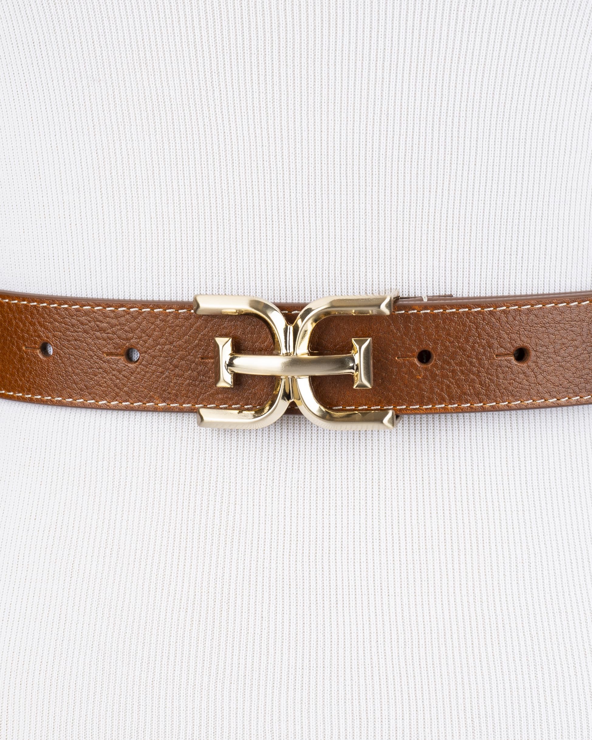 Sam Edelman Women's Fashion Double-E Plaque Logo Buckle Slim Textured Belt for Jeans, Dresses and Trousers - Image 4