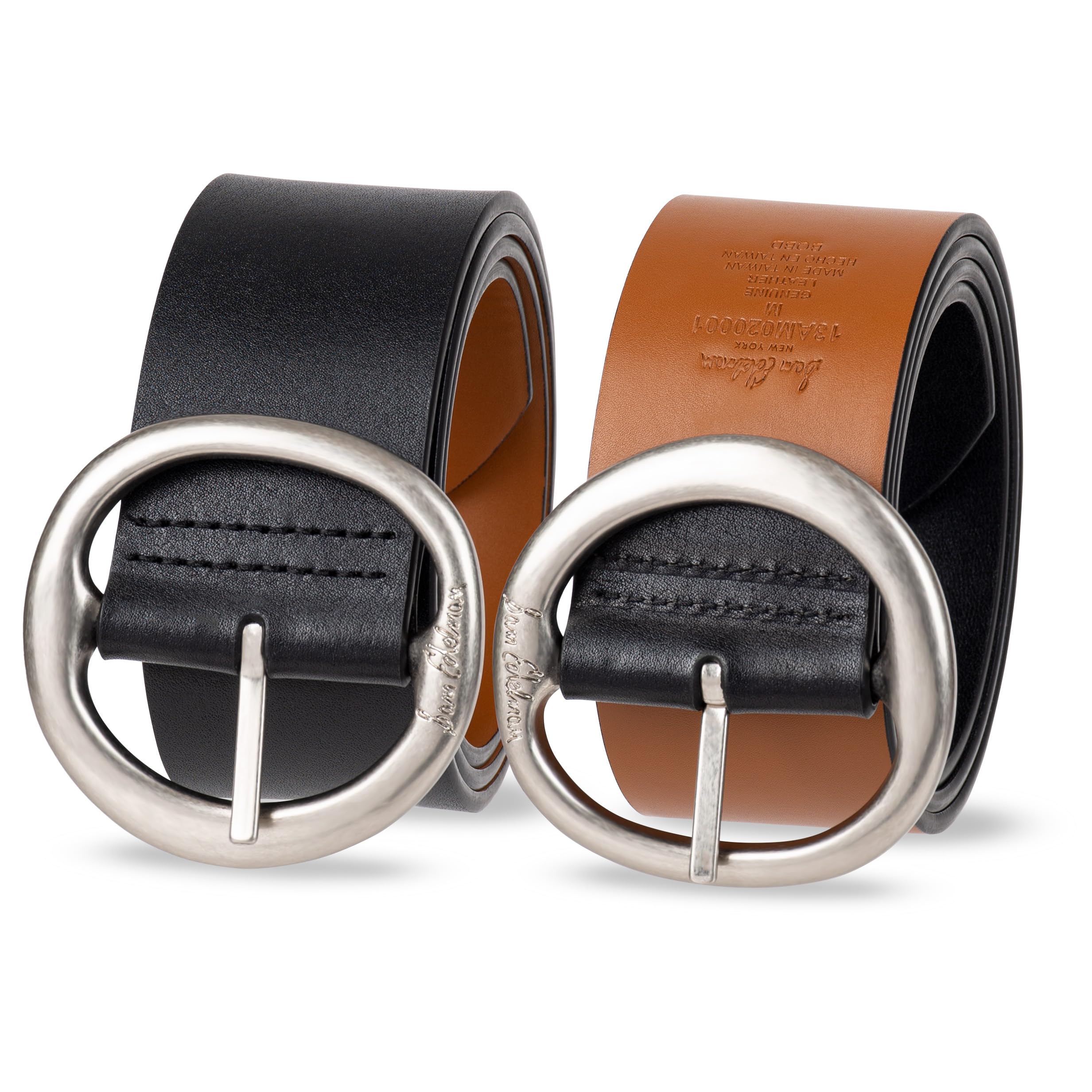 Sam Edelman Women's Two-in-One Reversible Center Bar Buckle Belt, Black Centerbar, Small - Image 3