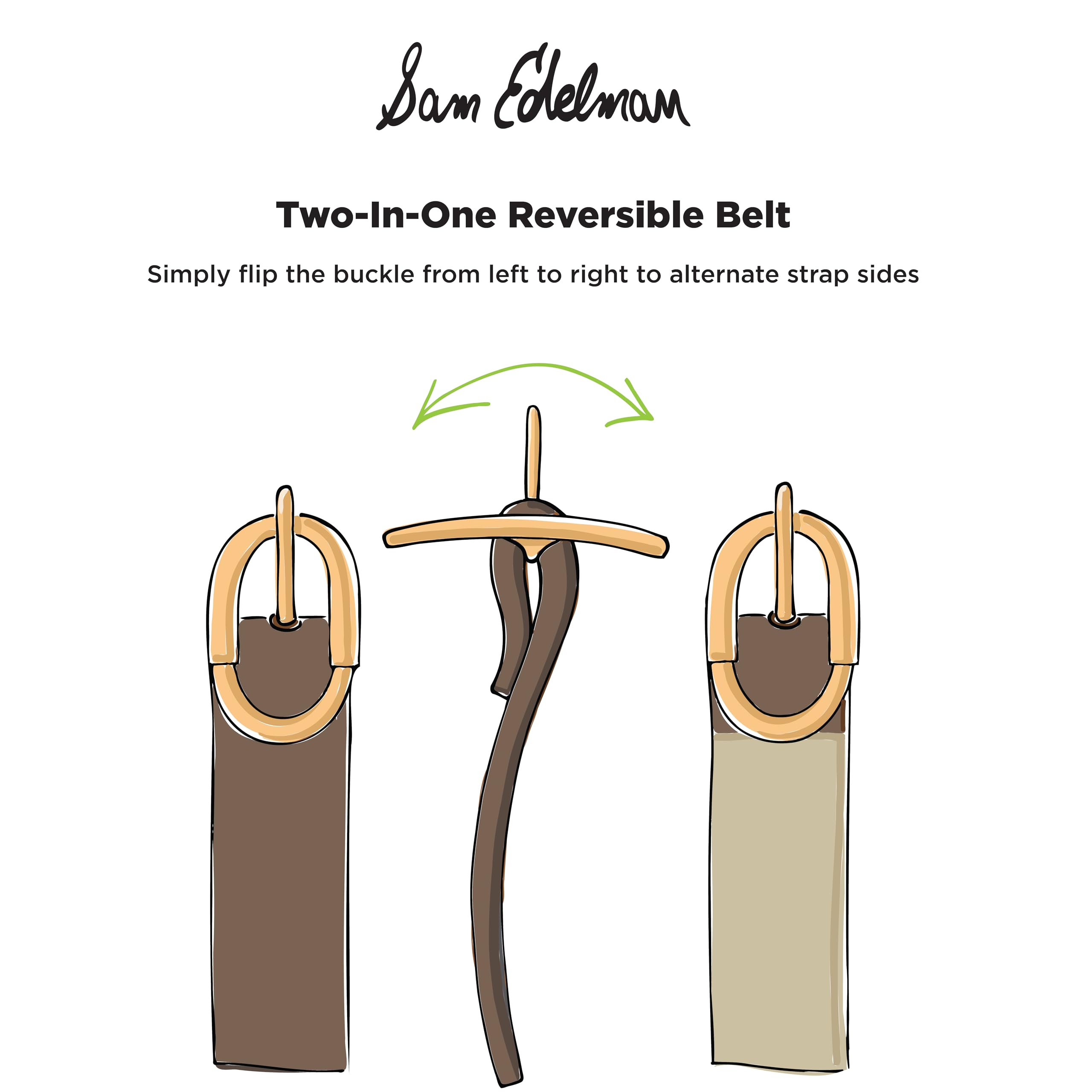 Sam Edelman Women's Two-in-One Reversible Center Bar Buckle Belt, Black Centerbar, Small - Image 6